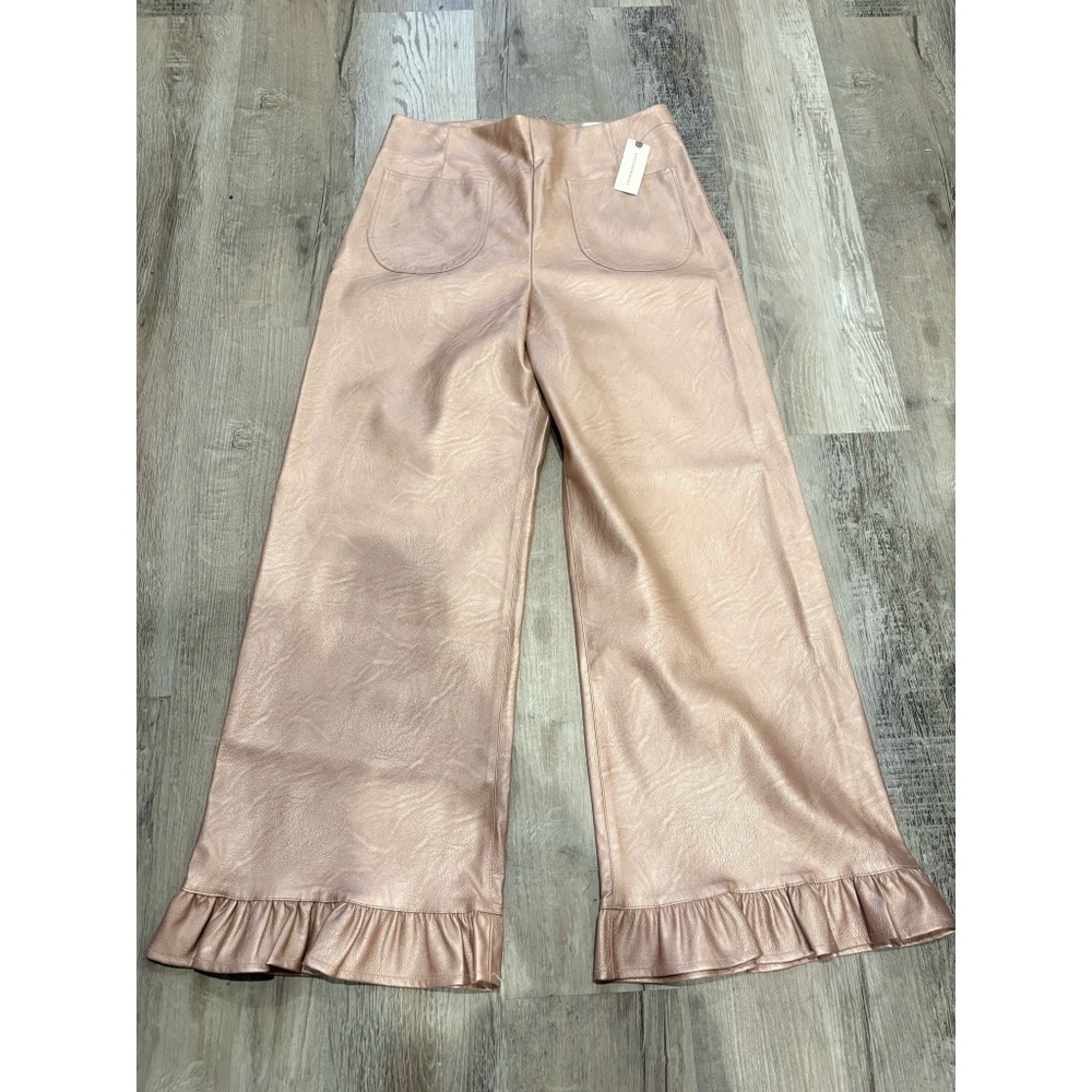 Anthropologie Maeve faux leather pink pants size 28